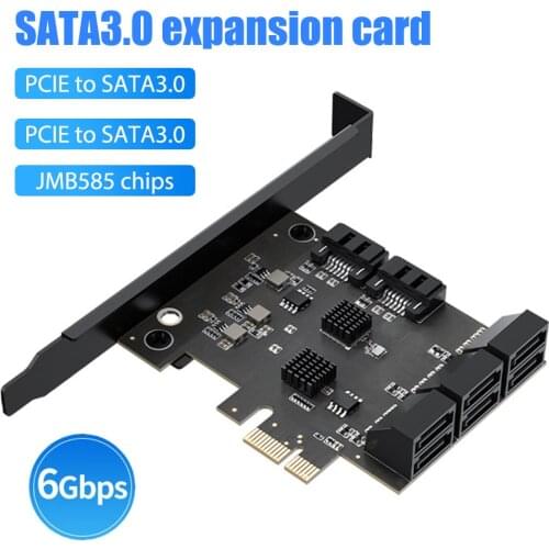 5/8/10 Port PCI-E to SATA 3.0 Expansion Card 6Gbps PCI-E X4 Adapter Card for Desktop PC JMB585 Chip Supports RAID