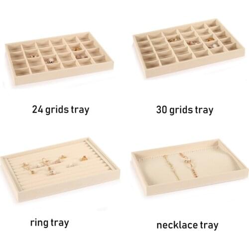 Beige Velvet Jewelry Plate Jewelry Necklace Pendant Bracelet Bracelet Display Earrings Storage Tray Display Props