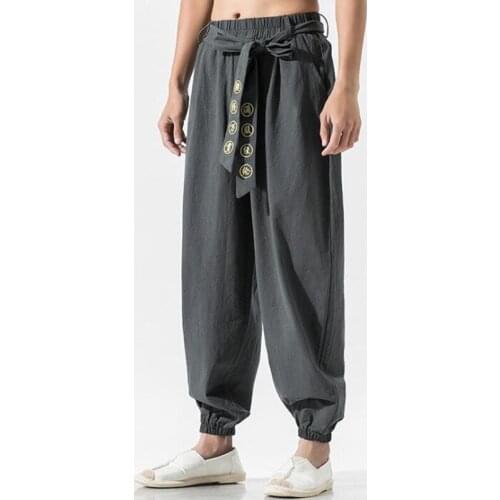 Chinese Style Casual Men Harem Pants Men Jogger Pants Men Fitness Trousers Male Linen Pants Men