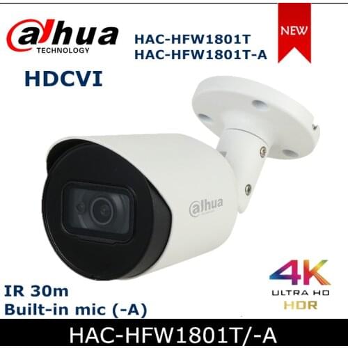 Dahua 4K HDCVI Camera HAC-HFW1801T HAC-HFW1801T-A Built in MIC Outdoor camera Security camera