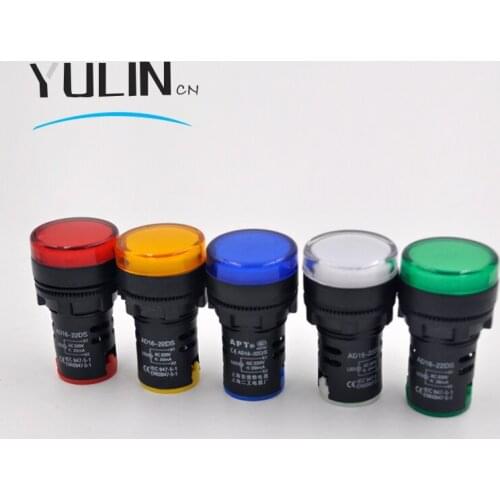 AD16-22D led 22mm Panel Mount LED Power Indicator Pilot Signal Light Lamp Red Blue White Green Yellow 12V 24V 110V 220V 380V