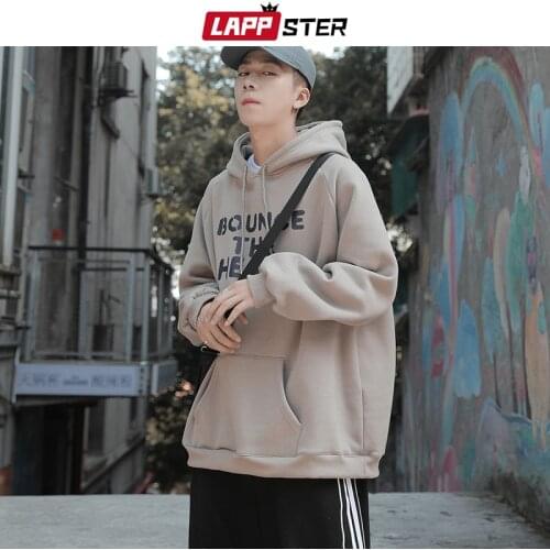 LAPPSTER Streetwear Men Letter Hip Hop Hooded Hoodies 2021 Autumn Mens Harajuku Sweatshirts Male Korean Vintage Pullover Hoodies