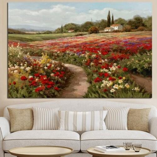 Poplars Poppy fields Impressionist Landscape full drill 5d diy diamond painting mosaic embroidery needlework cross stitch