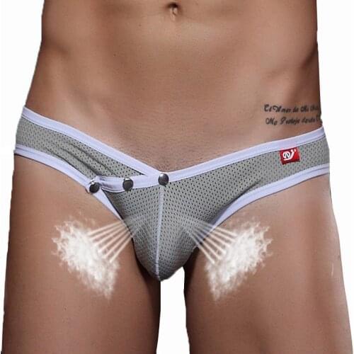 Briefs Men Swimwear Low Waist Mens Mesh Underwear Ring Sheer Nylon Bikini Underpants Penis Pouch Male Panties Wangjiang Brand