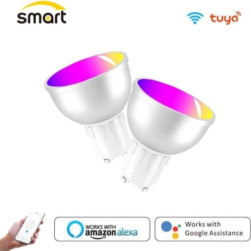 Smart LED Light Bulb GU10 Base WiFi Spotlight Multicolored LED Dimmable 5W LED Home Lighting RGBCW Color Voice Control Alexa