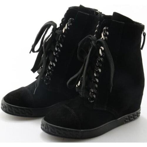 Botas mujer ankle boots for women height increasing wedges winter fur snow boots platform zapatillas suede leather Casual Shoe