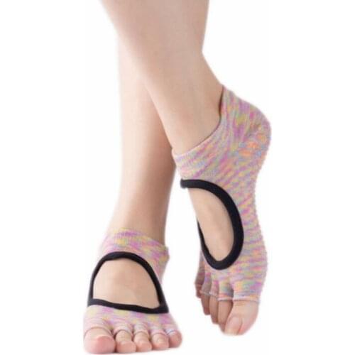 Reallion Women Backless Non-Slip Cotton Massage Sport Yoga Socks Breathable Pilates Fitness Workout Gym Yoga Socks Fingers Socks