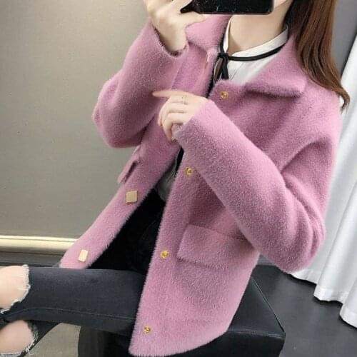 Woman Sweaters Coat Womens Button Cardigan Fashion Polo Collar Knitted Long Sleeve Sweater