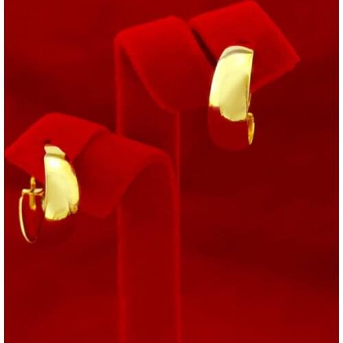 Fashion Retro 14K Gold Earring for Women Weddng Engagement Jewelry Smooth Wide Earrings Clip Yellow Gold Statement Earrings Gift