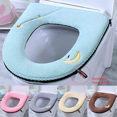 1Pc Nordic Toilet Seat Cover Winter Soft Warm Closestool Mat Washable Bathroom Toilet Cushion with Zipper
