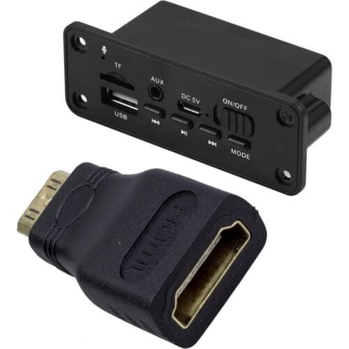 1 Pcs Mini HDMI Port To a Standard HDMI Cable Adapter & 1 Pcs Bluetooth 5.0 MP3 Decoder Board
