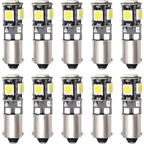 10Pcs BA9S Canbus 5 smd 5050 Led H6W T11 T4W Error Free Car Reading dome door Lamp Lights car marker bulb White