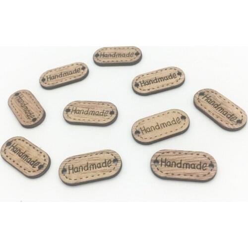 100pcs Rustic Brown Wood Square Oval Handmade Chips Buttons Embellishments 24x12mm Connectors DIY Crafts