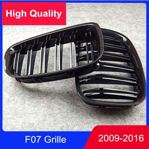 2PCS Car-Styling For BMW 5 Series GT F07 2009-2016 ABS Mesh Grille Double Line Slat Car Grille Replacement Front Bumper