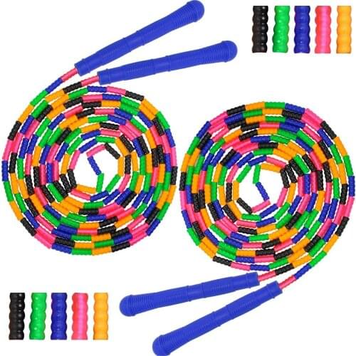 2Pcs Multicolor Double Rope Skipping Set Fancy Soft Bamboo Joint Jumping Rope Fitness Equipment for Children and Adult