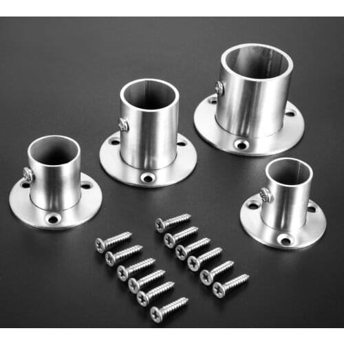 2Pcs 19/22/25/32mm Dia Tube Stainless Steel Wardrobe Hanging Rail Rod Pole Socket End Support Bracket Flange Holder