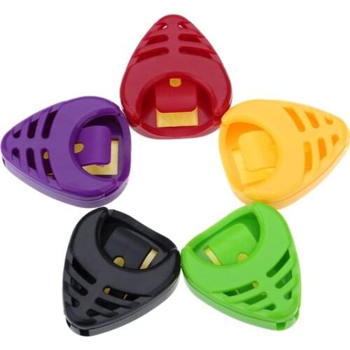 5pcs/set Alice Guitar Pick Plectrum Holder Cases Sticky Plactic Triangle Heart-shaped Design