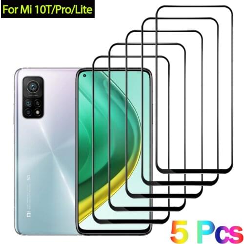 5 pcs, protective glass for mi10t pro screen protector mi 10t lite tempered glass film mi 10 t pro xiaomi 10t pro glass mi-10t