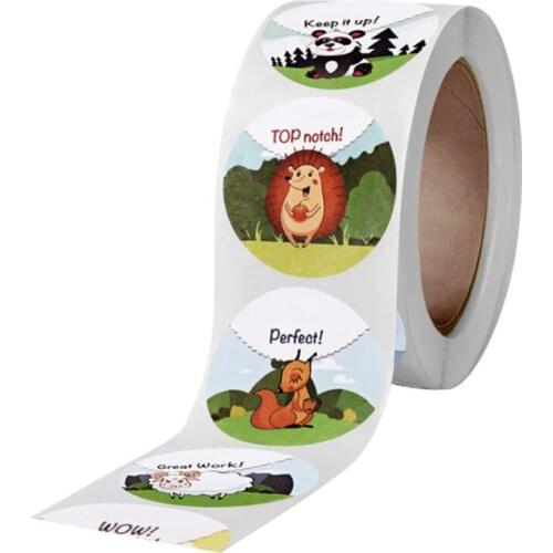500Pcs Cartoon Animal Reward Encouragement Waterproof Stickers Roll Toys