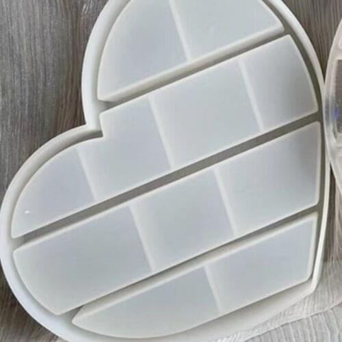 A0NF Love Heart Shaped Tray Epoxy Resin Mold Display Stand Silicone Mould DIY Crafts Jewelry Organizer Trinket Holder Storage