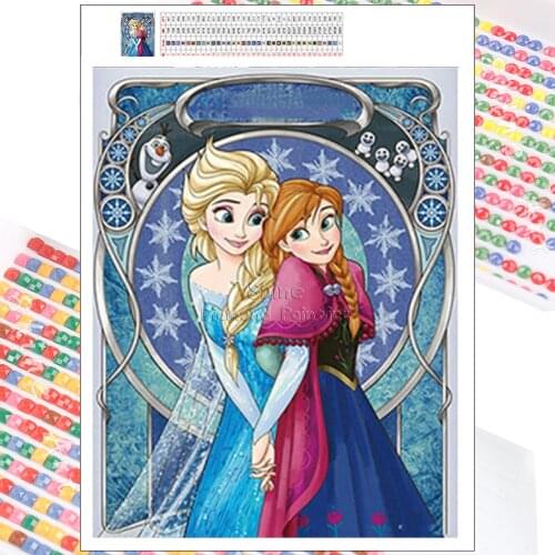 Diamond Painting Disney Princess 5D DIY Cartoon Anna and Elsa Sisters Full Drill Mosaic Embroidery Cross Stitch Art Home Decor