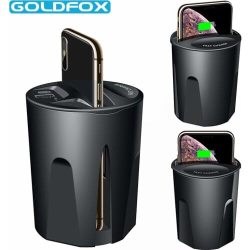 Fast QI Wireless Car Charger For iphone 8 X 10 Samsung S10 S9 S8 S7 S6 Edge Note 8 9 Fast Wireless Charging Cup Car Phone Holder