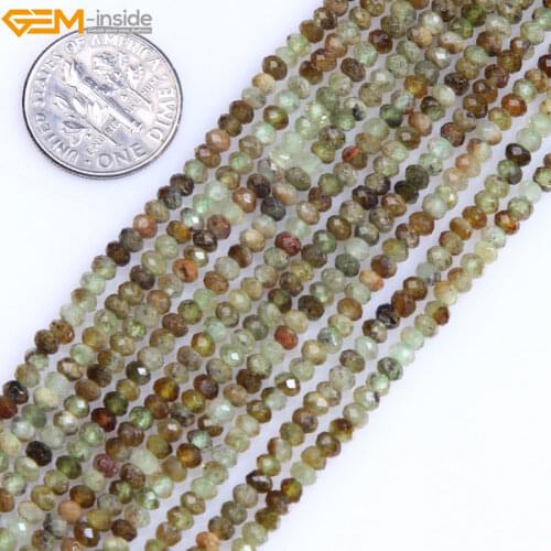 Gem-inside Natural AAA Grade Green Prehnite Faceted Beads Rondelle Heishi Spacer Beads For Jewelry Making 15" DIY