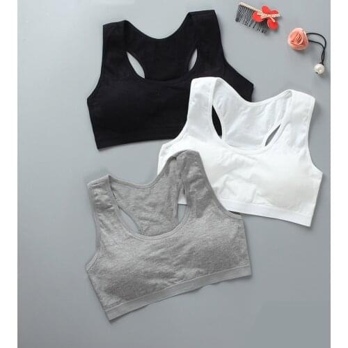 Girls Training Bra Puberty Kids Solid Vests Sport Soft Tops Tank Breathable Teens Students Underwear Bras for 8-18 Years Old