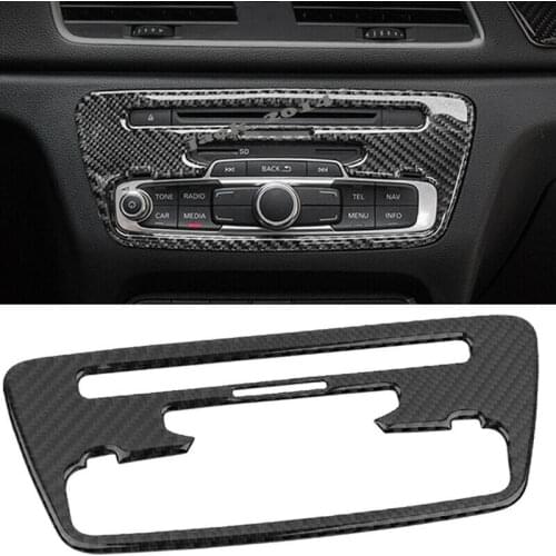 Real Carbon Fiber Center Control CD Panel Decoration Cover Trim For Audi Q3 2013-2017