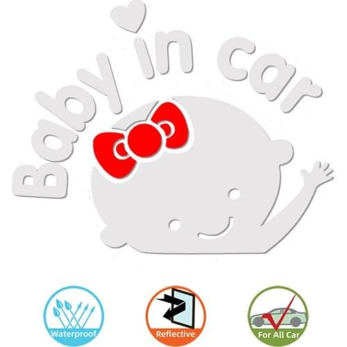 BABY IN CAR Friendly Tips Cartoon Car-styling Car Sticker Boy and Girl Vinyl Decal Black/Silver