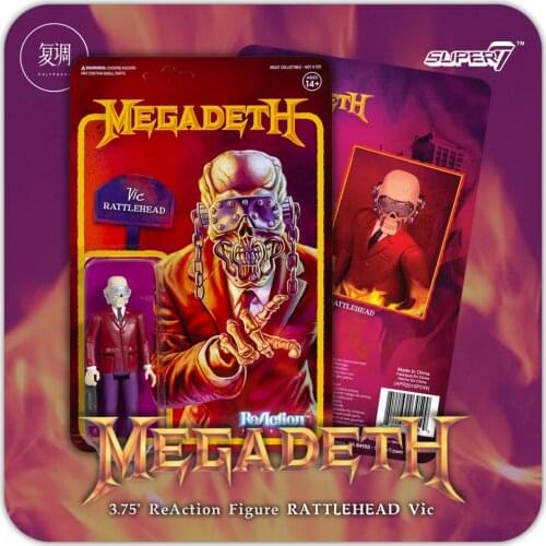 Super7 Megadeth Vic Rattlehead Action Figure 3.75inch Collectible figurines Halloween Gift Horror Toys For Boy