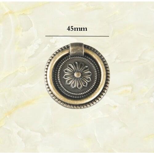 JD 45mm Zinc Alloy Drawer Antique Cabinet Single Hole Chrysanthemum Handle Furniture Handle Hardware
