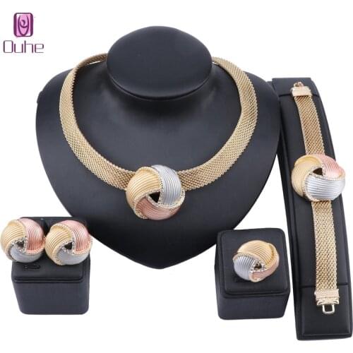 Dubai Gold Jewelry sets for women big Necklace african beads jewelry set Women Italian Bridal Jewelry Sets Wedding Accessories