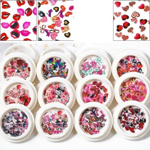 A Box of Nail Art Wood Pulp Pieces Rose Flowers Mixed DIY Nail Decoration Sexy Flame Red LipsDIY Nail Art Design Decoration Tool