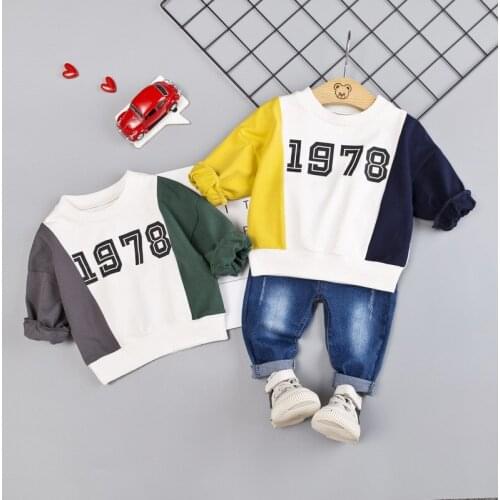 Baby boy autumn and winter suit new male baby long sleeve letter printing clothes cotton casual childrens clothing two-piece