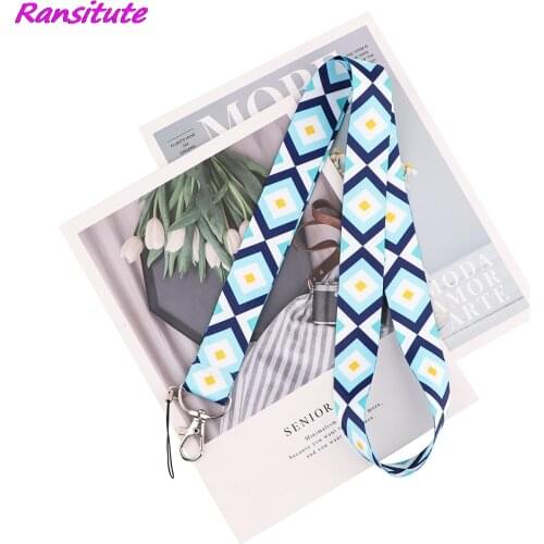 Ransitute R1941 Creative Diamond Lattice Key Chain Lanyard Gifts For Designers Students Friends Phone USB Badge Holder Necklace