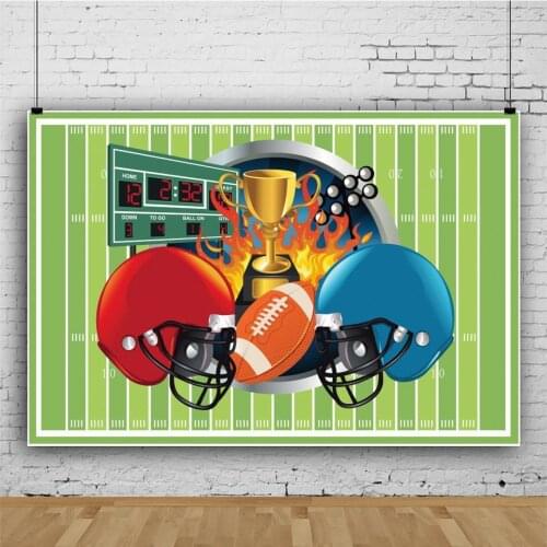 Cool Rugby Sports Equipment Green Backdrop Boy Room Table Decoration Photography Photo Baby Newborn Bath Custom Vinyl Background