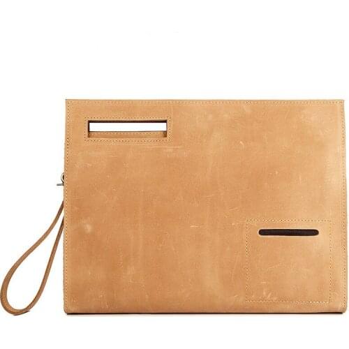 Luufan Small Size Mens Briefcases Genuine Leather Handbag Mens Clutch Bag 7.9'' IPad Bag Leather Briefcases Bag for Documents