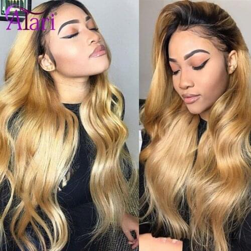 Honey Color Ombre Human Hair Wigs T1B 27 Wigs For Black Women Transparent Body Wave Lace Front Wigs Brazilian Virgin Hair Wigs
