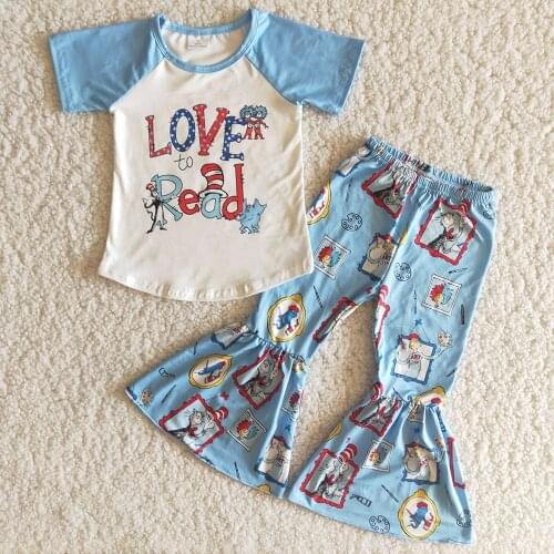 Toddlers Fashion Letters Design Shirt And Bells Clothing Set Baby Girls Cartoon Outfits Kids Stitching Clothes