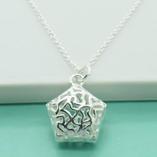 Fashion Jewelry 925 Sterling Silver Necklace Mesh Five-Pointed Star Pendant Necklace Silver Chain Gift Men & Women