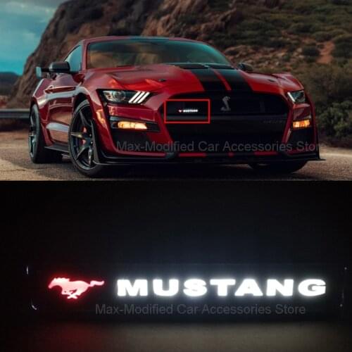 Mustang GT350 GT500 Pony Horse Badge Emblem DRL Day Running Light Hood Grill Grille Bonnet Led Logo Lamp
