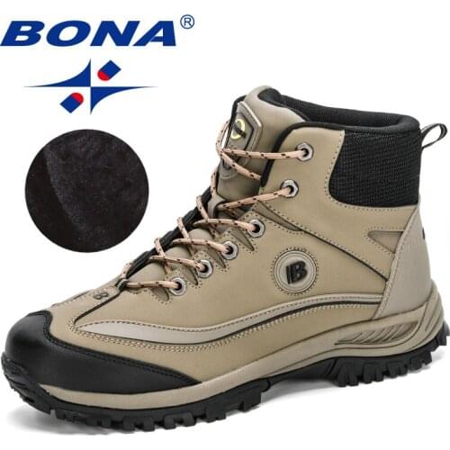 BONA 2020 New Arrival Super Warm Men Winter Boots Action Leather Man Boots Plush Snow Boots Anti-Slip High Top Masculino Shoes