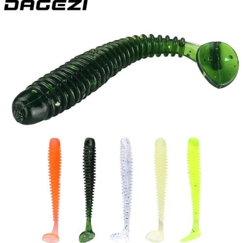 DAGEZI 15pcs/lot T tail soft fishing lure Jig Head Soft Artificial Bait 7.5CM/2G Soft lure Swimbaits for Fly Fishing Tackle