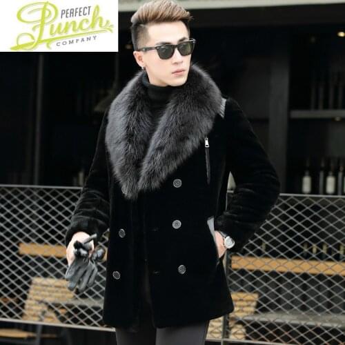 Coat Real Sheep Shearling Winter Jacket Men Raccoon Fur Collar Coats Windbreaker Warm Wool Jackets Veste Homme L17-872 YY429