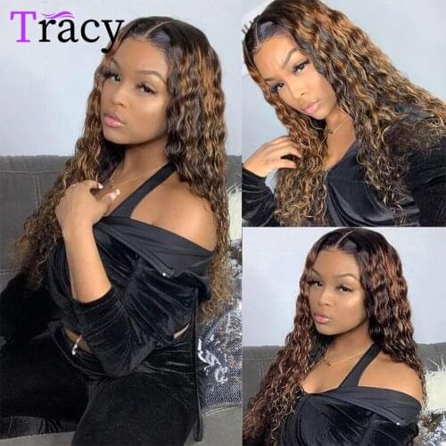 Highlight Wig Human Hair Wigs For Women Ombre Deep Wave Lace Front Wig Peruvian Deep Curly Lace Frontal Wig 4x4 Lace Closure Wig