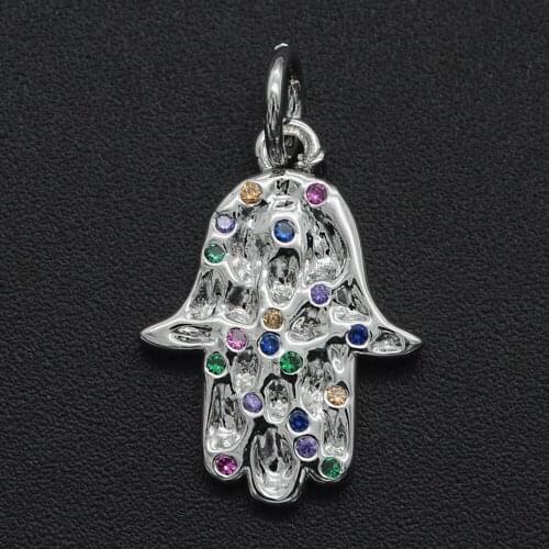 20x12mm 100% CZ Zircon DIY Jewelry Hamsa Hand Charm Pendant Wholesale Jewellwery Finding Supplies Necklace Making Charms