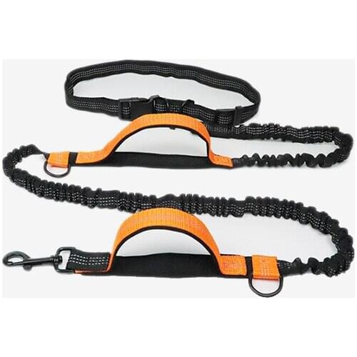 Pet Dogs Running Leash Rope Thicken 2 Hand Control Double Elasticity Collar Rope Dog Joging Walking Leash with Reflective Hands