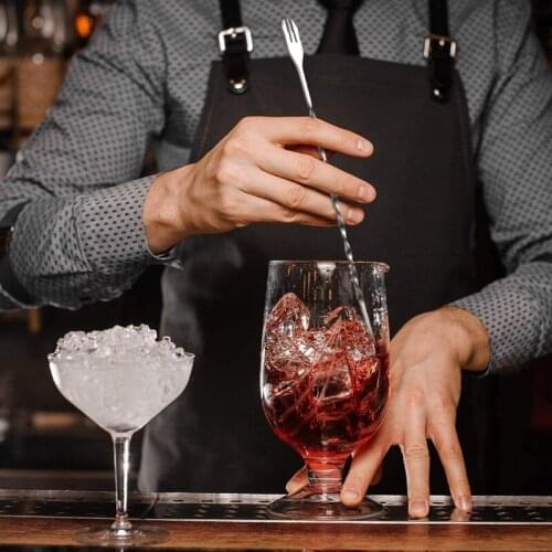 8 Pieces Silver Cocktail Spoon Stirring Bar Mixing Long Spoon Stainless Steel Spiral Pattern Cocktail Stirrers Spoons