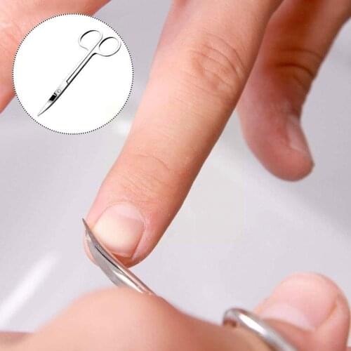 Elbow Silver Nail Scissors Nail Tools Nose Hair Scissors Scissors Tape Makeup Double Eyelid Tools Nail Scissors Medical O9F9